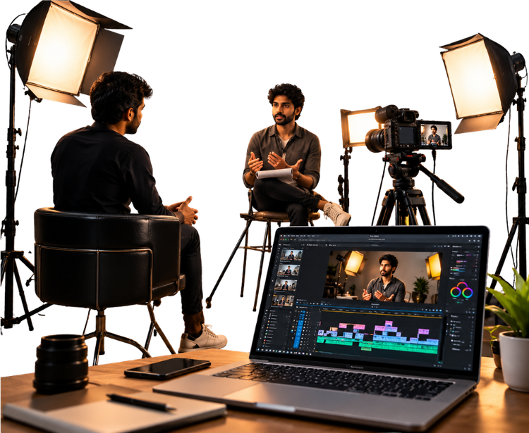 Behind the scenes of a personal branding video shoot