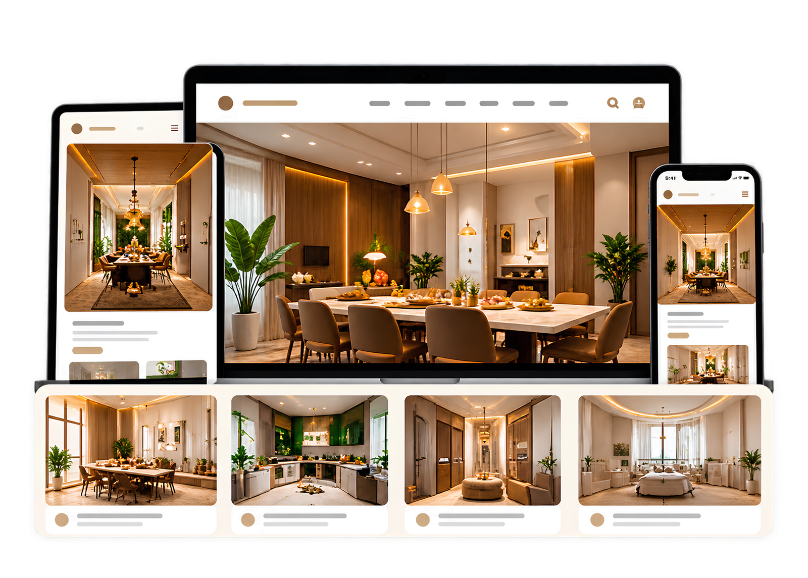 Responsive website design for Paradox Space Studio featuring home interiors, modular kitchens, wardrobes and false ceiling services